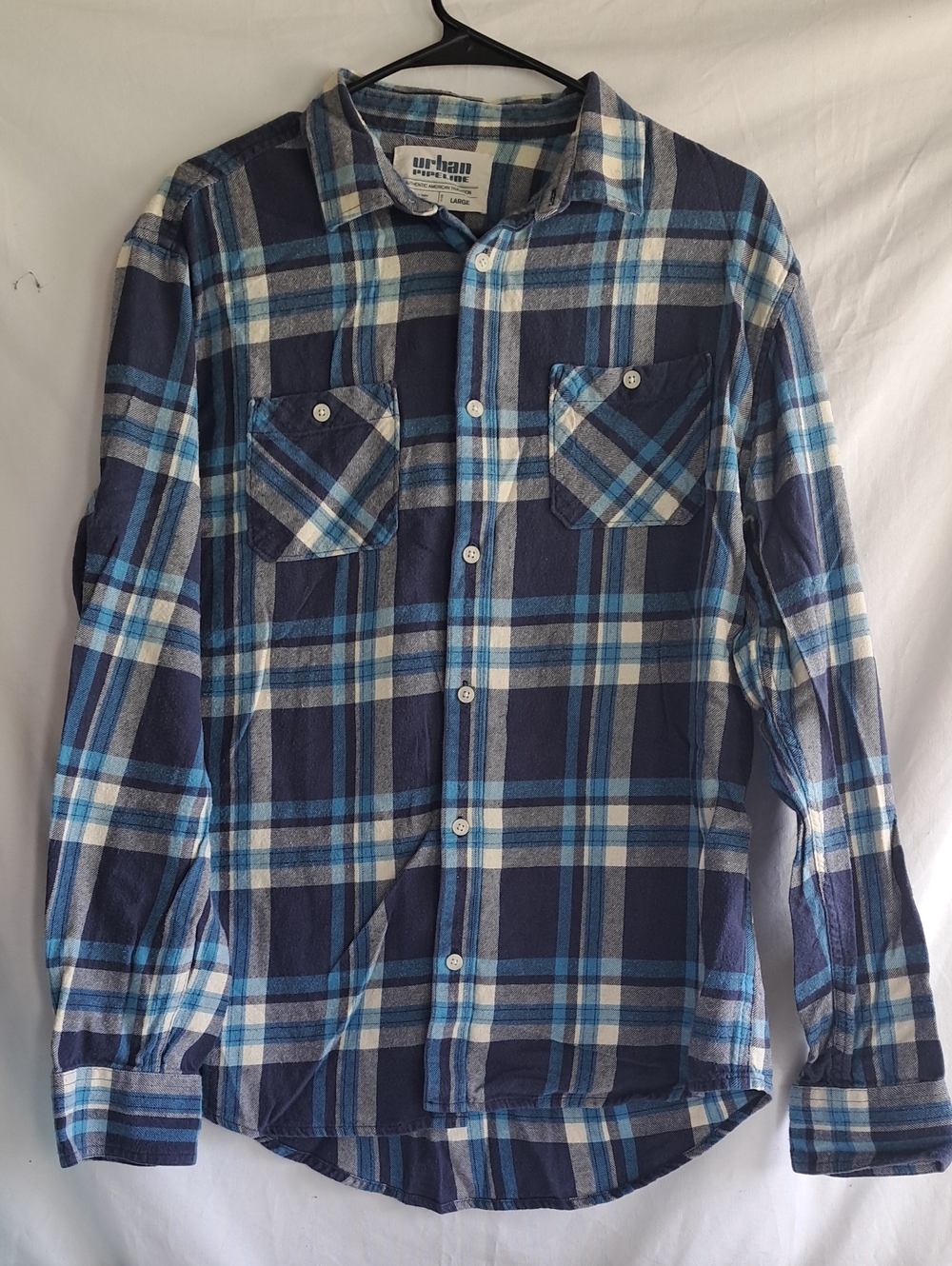 Urban Pipeline Blue Plaid Button-Up Flannel Shirt